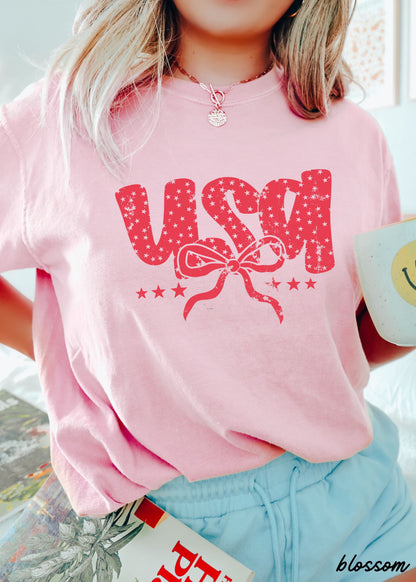 USA Bubble Coquette Tee, 10 Colors, Comfort Colors Screen Print