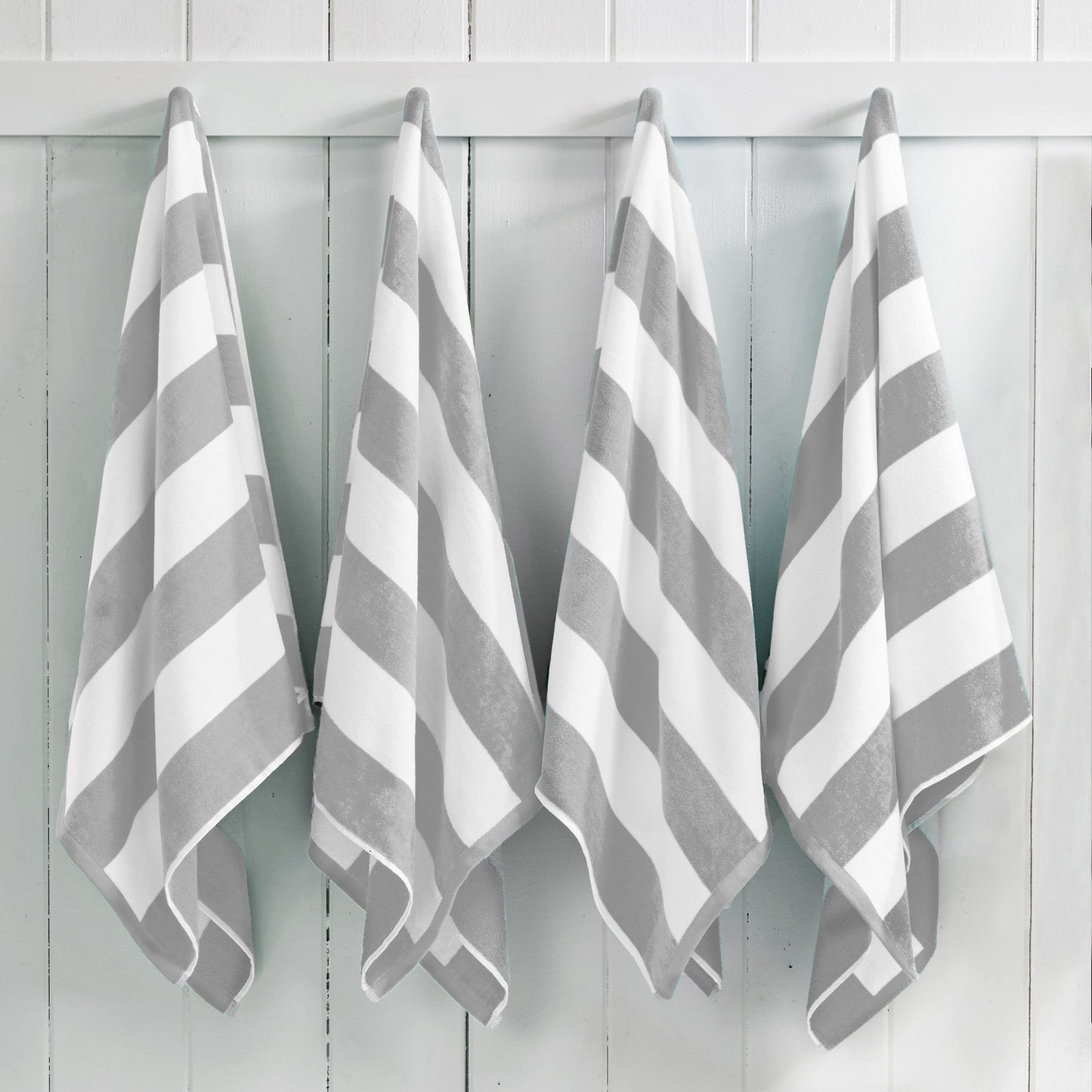 100% Cotton Velour Cabana Stripe Beach Towels - Novia Collection, Great Bay Home