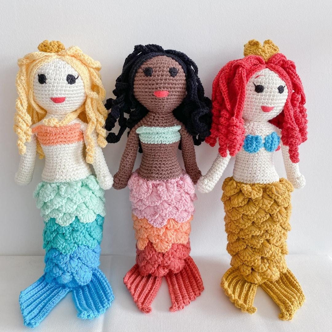 Azalea the Mermaid Blonde Hand-Crocheted Organic Cotton Doll