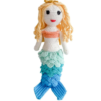 Azalea the Mermaid Blonde Hand-Crocheted Organic Cotton Doll