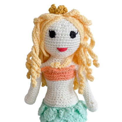 Azalea the Mermaid Blonde Hand-Crocheted Organic Cotton Doll