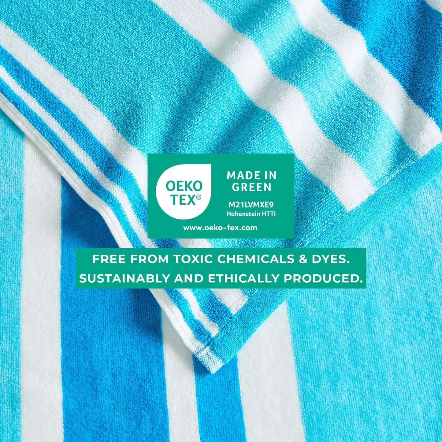 100% Cotton Velour Cabana Stripe Beach Towels - Novia Collection, Great Bay Home