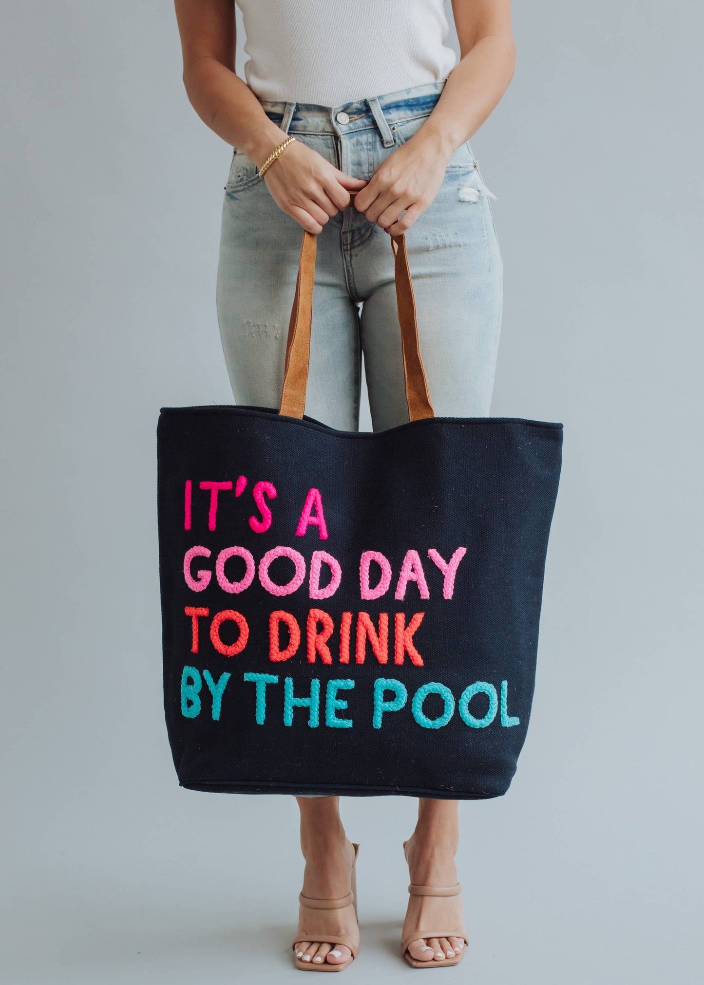 Navy Poolside Bliss Tote, It's a Good Day to Drink by the Pool