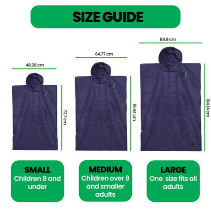 Microfiber Changing Towel Poncho - COR Surf Solid Colors, Unisex, Medium and Large