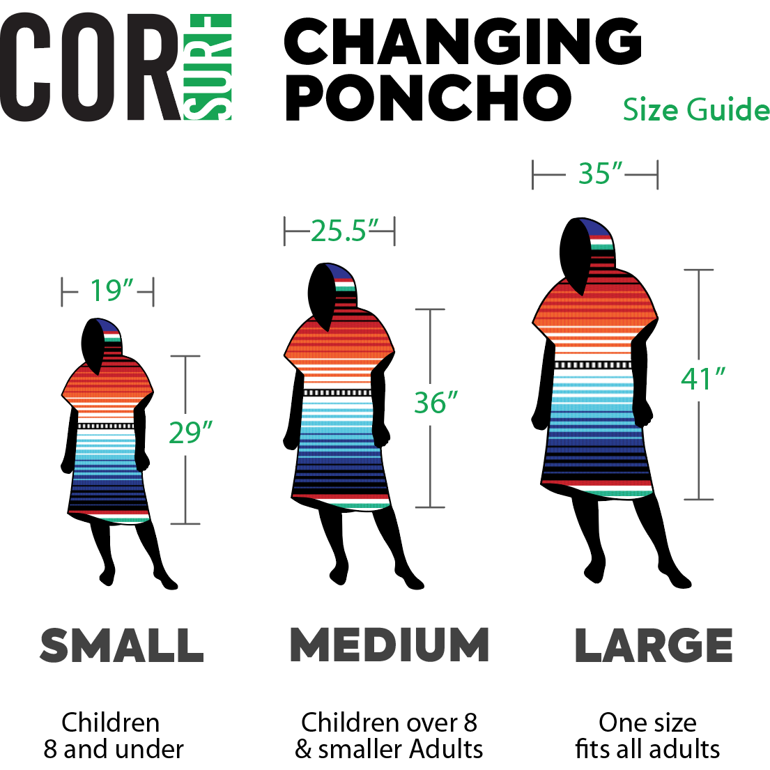 Microfiber Changing Towel Poncho - COR Surf Sarape, Unisex, One Size