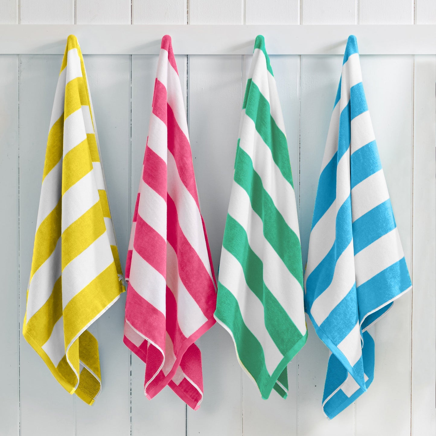 100% Cotton Velour Cabana Stripe Beach Towels - Novia Collection, Great Bay Home