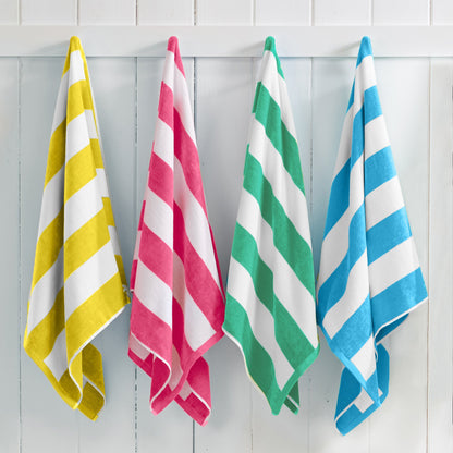 100% Cotton Velour Cabana Stripe Beach Towels - Novia Collection, Great Bay Home