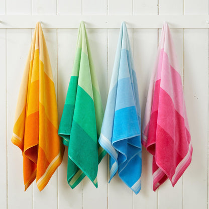 100% Cotton Velour Cabana Stripe Beach Towels - Novia Collection, Great Bay Home
