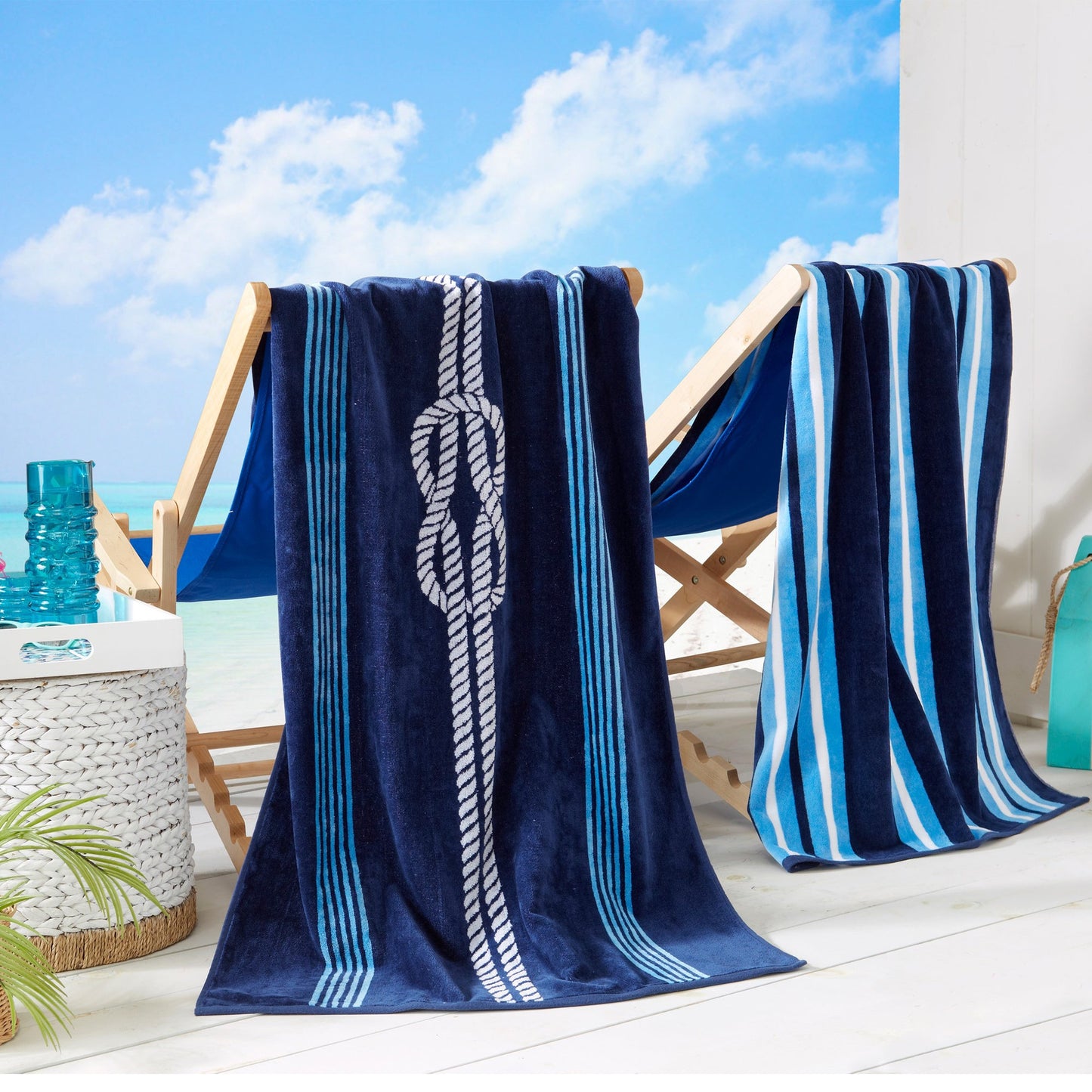 100% Cotton Velour Beach Towels 2-Pack - Maui Collection, 30" x 60"