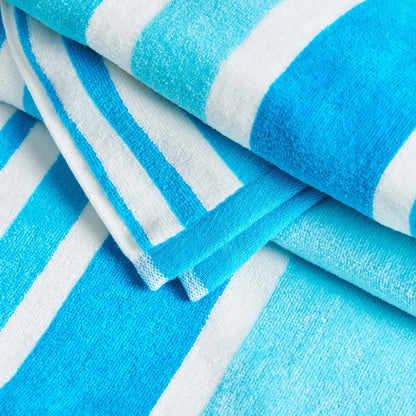 100% Cotton Velour Cabana Stripe Beach Towels - Novia Collection, Great Bay Home