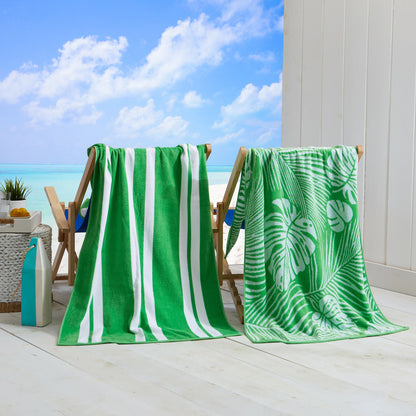 100% Cotton Velour Beach Towels 2-Pack - Maui Collection, 30" x 60"