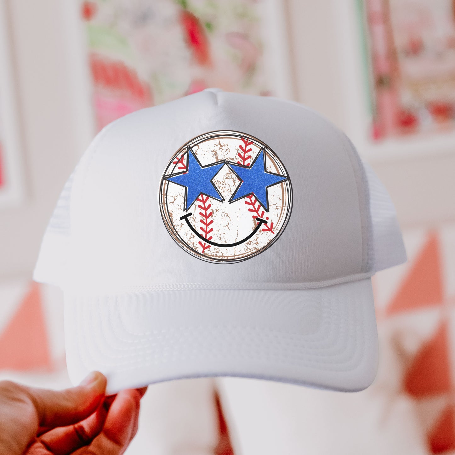 Baseball Star Eyes Trucker Hat, 9 Colors, Patriotic Trucker Cap