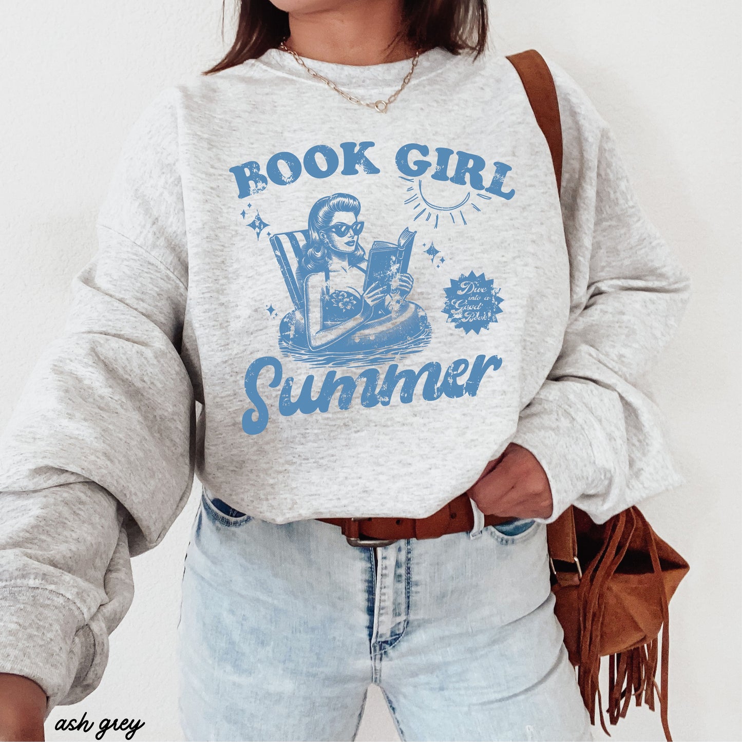 Book Girl Summer Sweatshirt, 5 Colors, Gildan Screen Print
