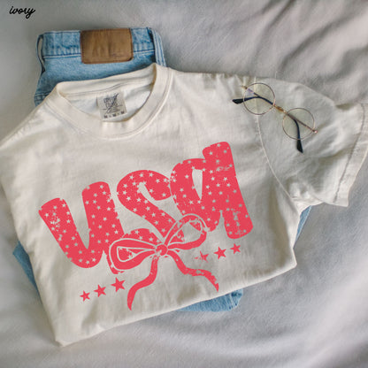 USA Bubble Coquette Tee, 10 Colors, Comfort Colors Screen Print