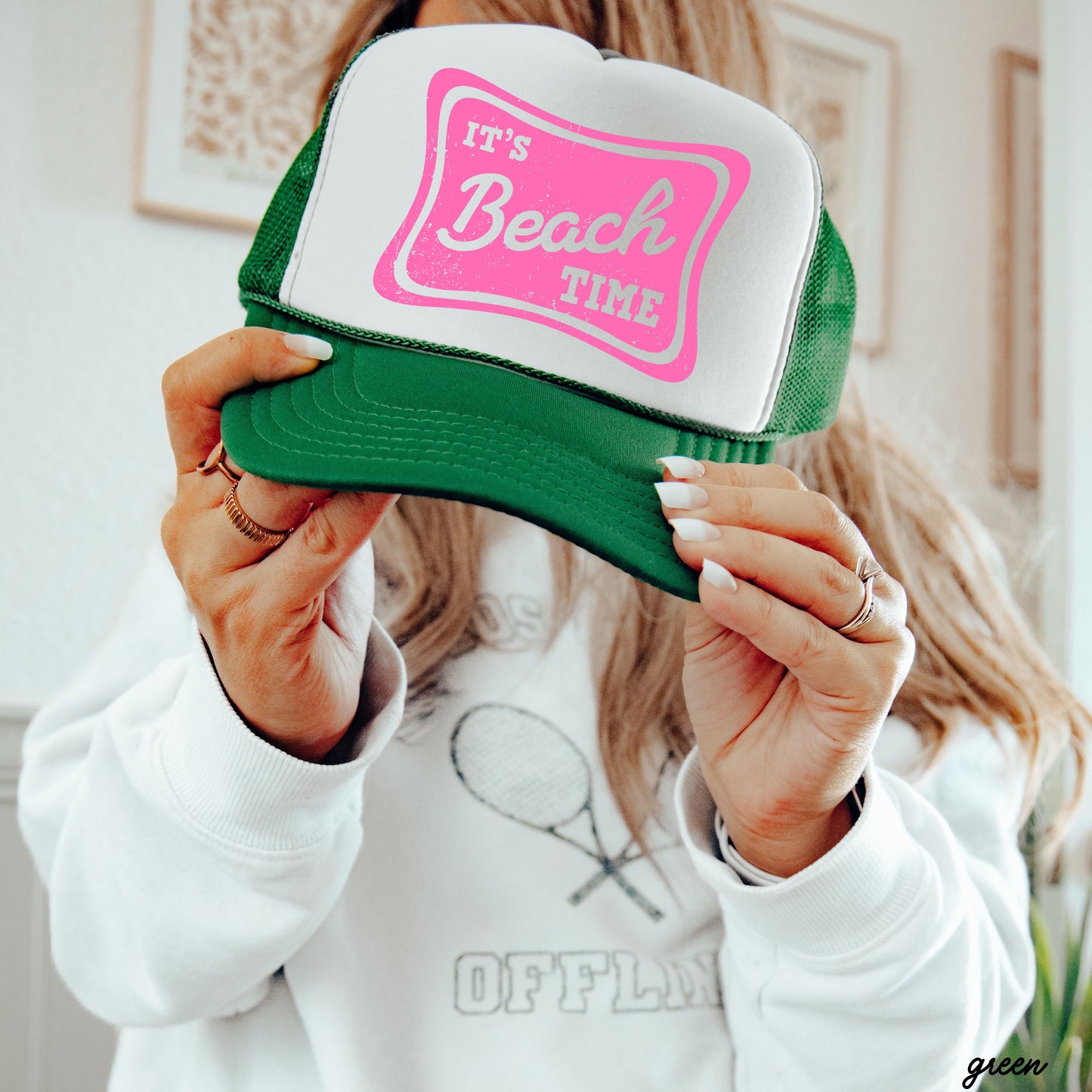 It's Beach Time Trucker Hat, 9 Colors, Patriotic Trucker Cap