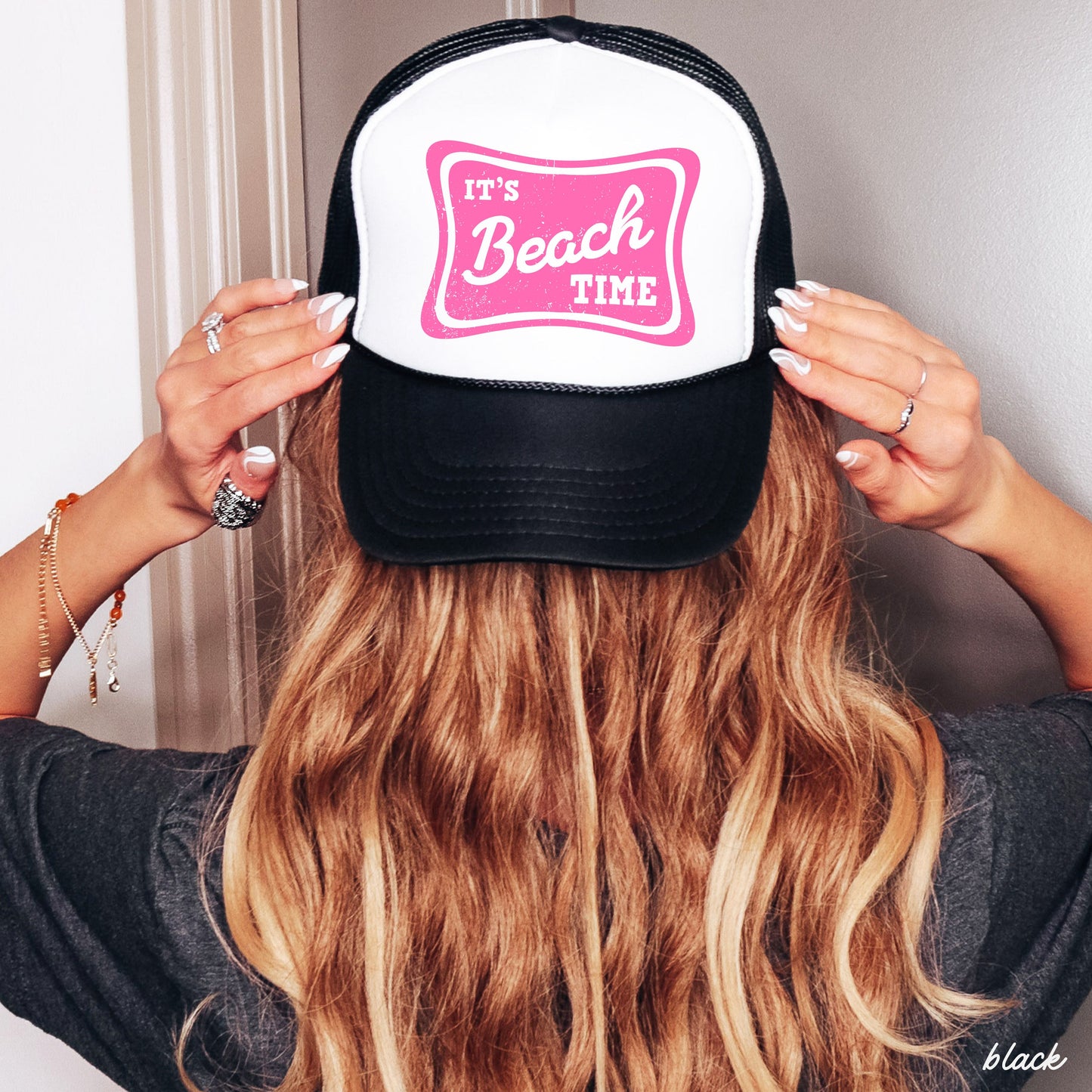 It's Beach Time Trucker Hat, 9 Colors, Patriotic Trucker Cap