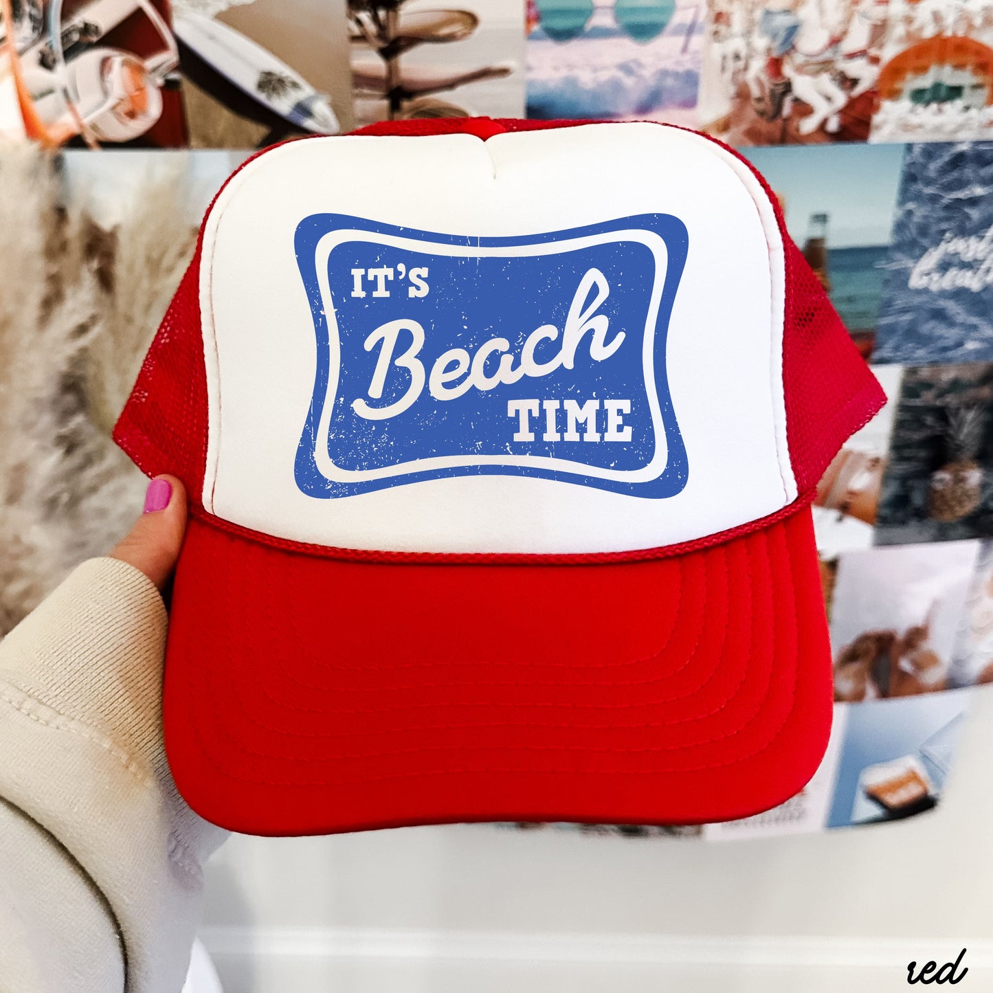 It's Beach Time Trucker Hat, 9 Colors, Patriotic Trucker Cap
