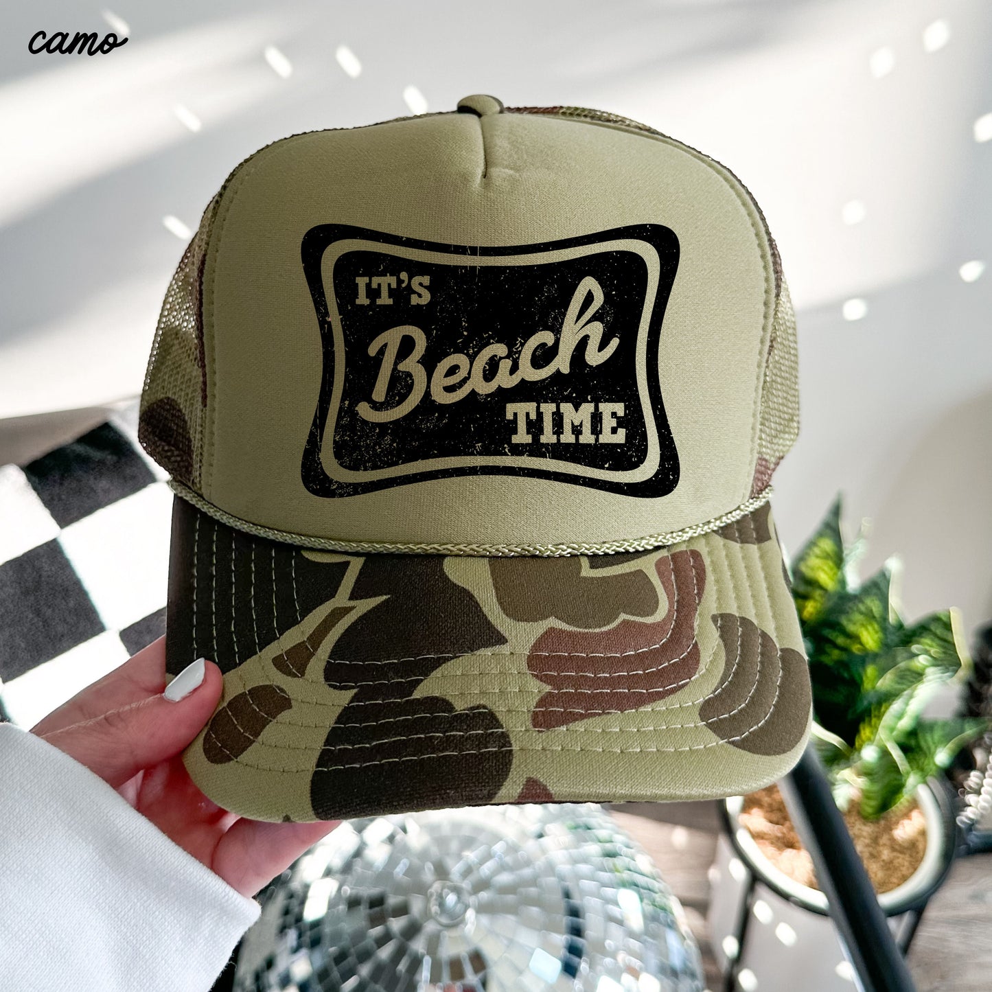 It's Beach Time Trucker Hat, 9 Colors, Patriotic Trucker Cap