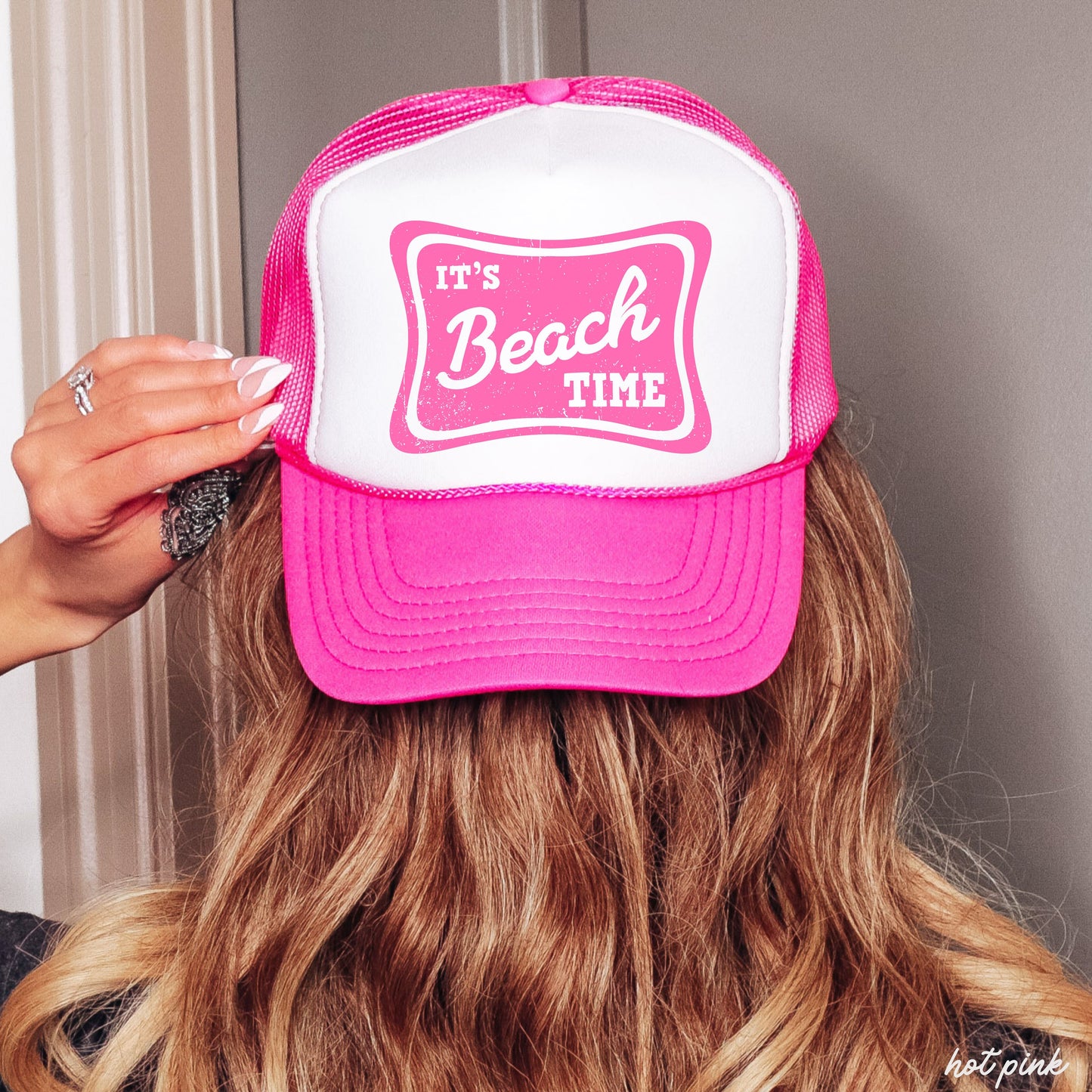 It's Beach Time Trucker Hat, 9 Colors, Patriotic Trucker Cap