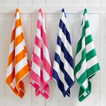 100% Cotton Velour Cabana Stripe Beach Towels - Novia Collection, Great Bay Home