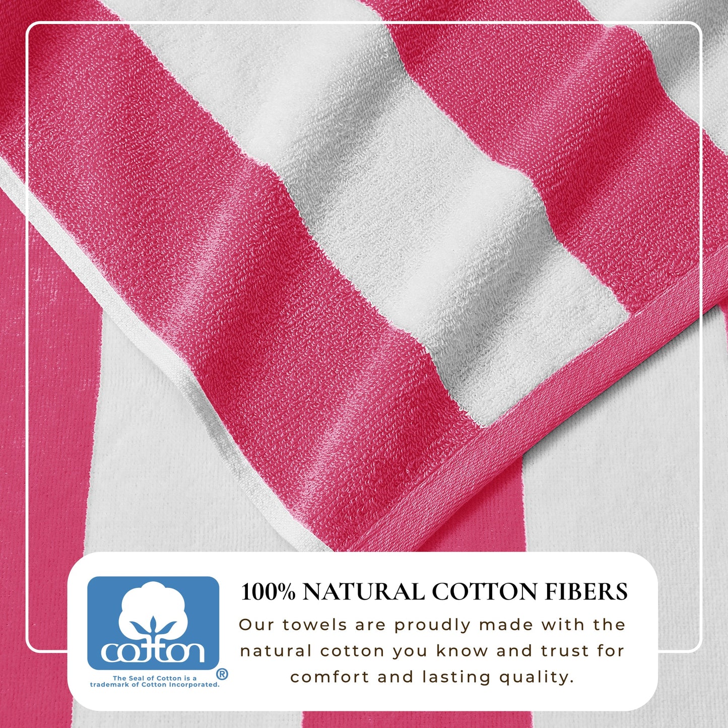 100% Cotton Velour Cabana Stripe Beach Towels - Novia Collection, Great Bay Home