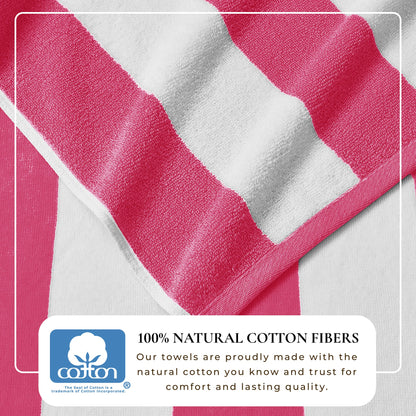 100% Cotton Velour Cabana Stripe Beach Towels - Novia Collection, Great Bay Home