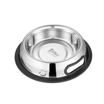 Jeffers Embossed No-Tip Anti-Skid Stainless Steel Pet Bowls for Dogs and Cats
