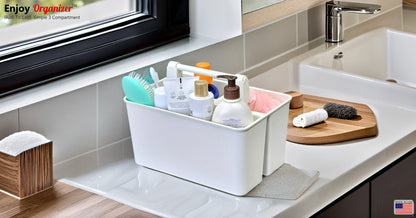 Enjoy Organizer 3-Compartment Shower Caddy with Handle, Made in USA