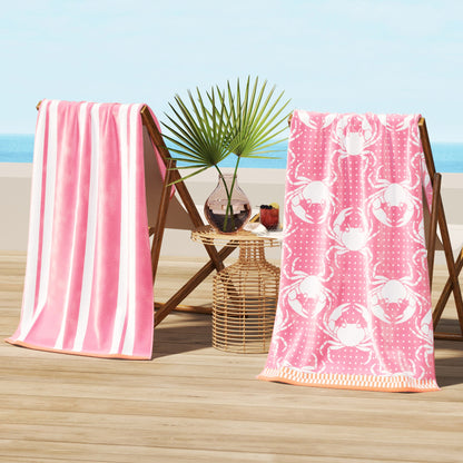 100% Cotton Velour Beach Towels 2-Pack - Maui Collection, 30" x 60"