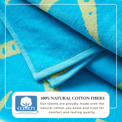 100% Cotton Velour Beach Towels 2-Pack - Maui Collection, 30" x 60"