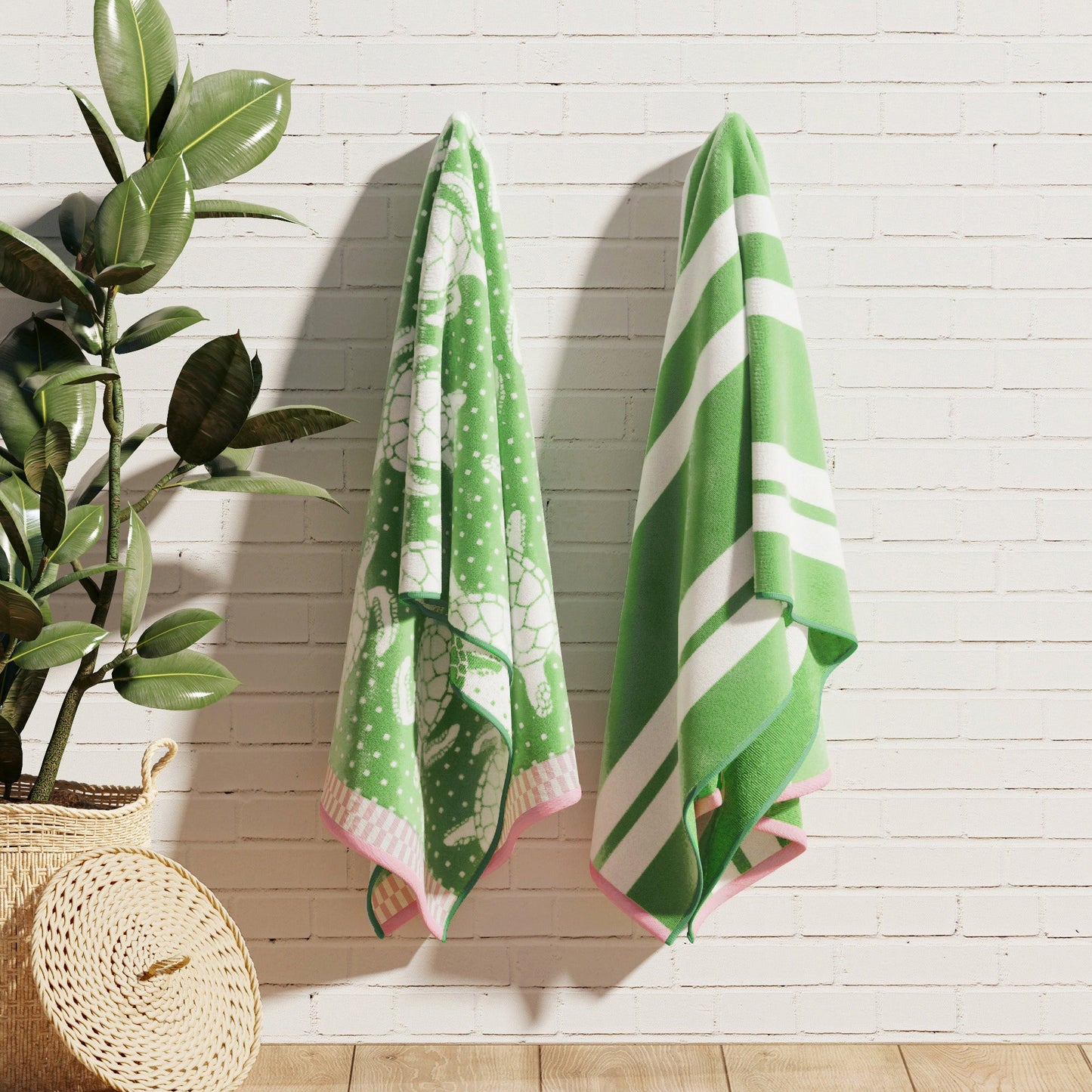 100% Cotton Velour Beach Towels 2-Pack - Maui Collection, 30" x 60"