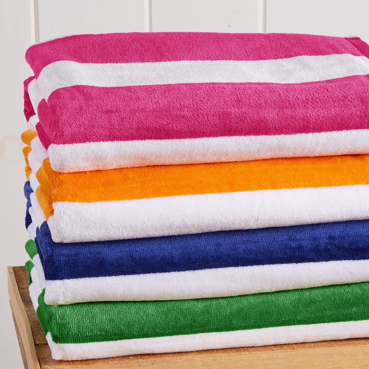 100% Cotton Velour Cabana Stripe Beach Towels - Novia Collection, Great Bay Home