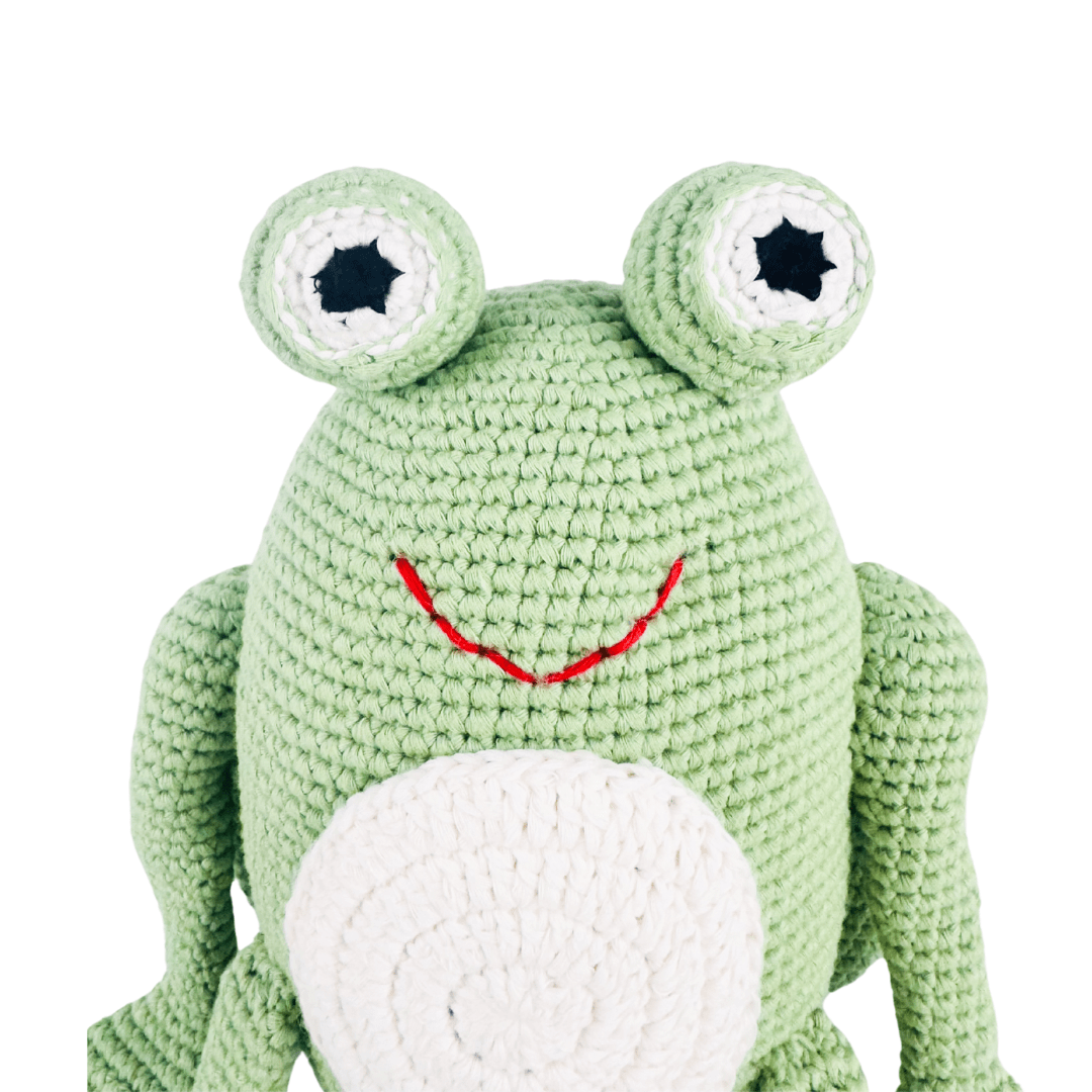Freddie the Frog Hand-Crocheted Organic Cotton Stuffed Animal