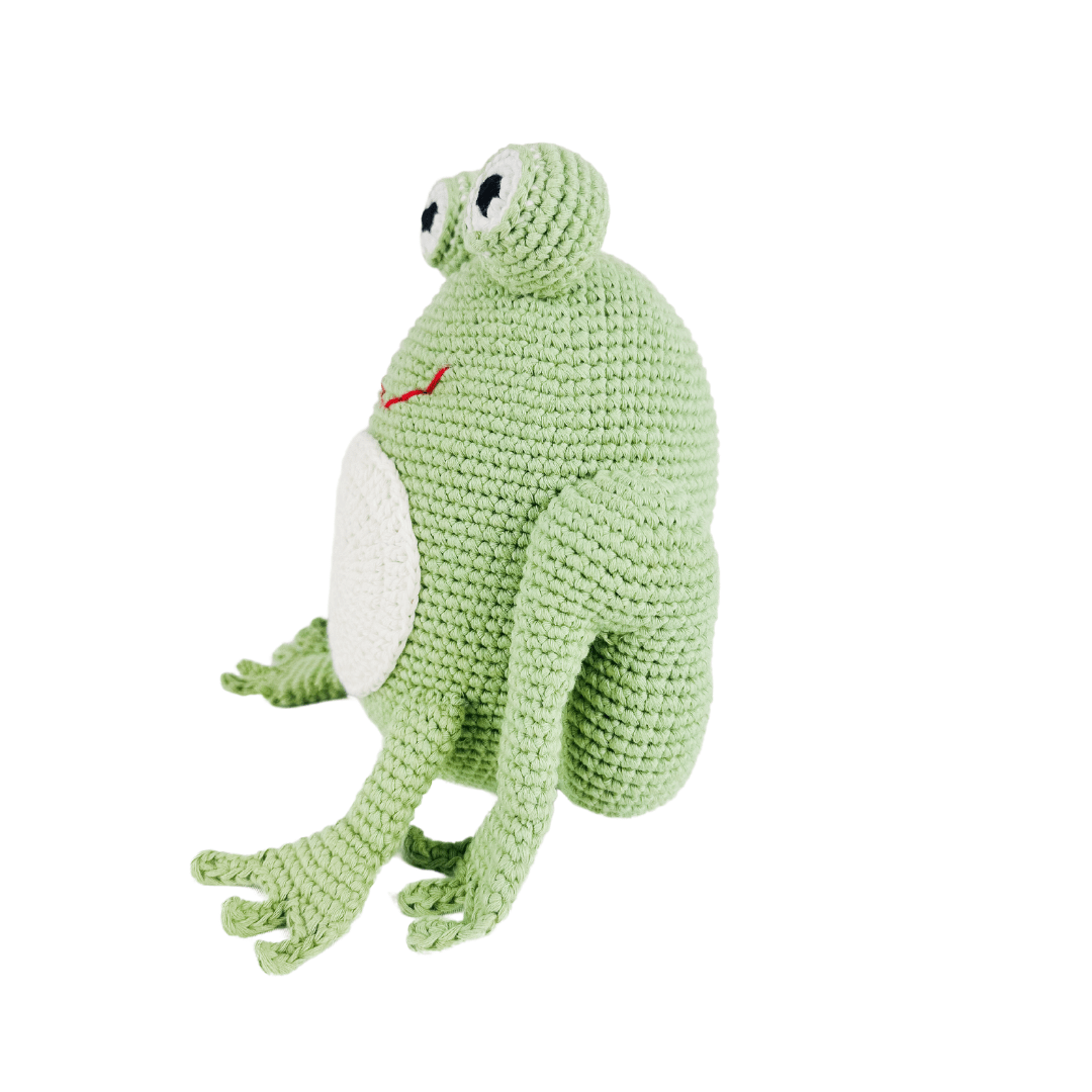 Freddie the Frog Hand-Crocheted Organic Cotton Stuffed Animal