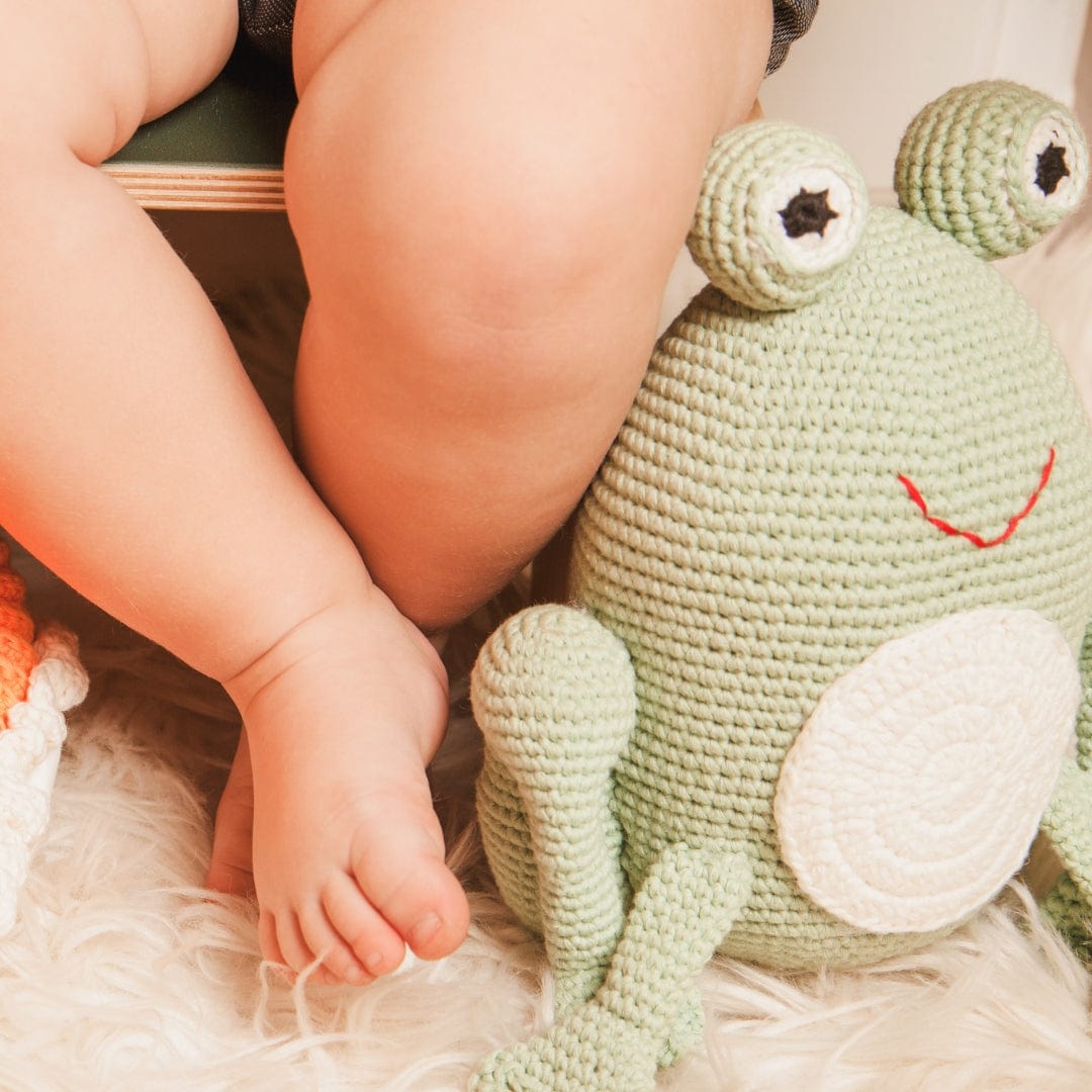 Freddie the Frog Hand-Crocheted Organic Cotton Stuffed Animal