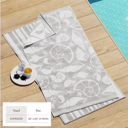 100% Cotton Velour Beach Towels 2-Pack - Maui Collection, 30" x 60"
