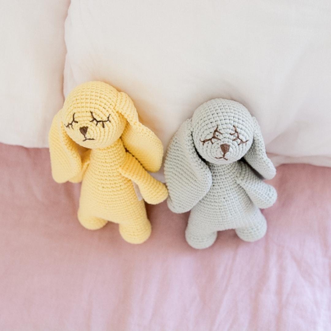 Ginger the Sleepy Bunny Hand-Crocheted Organic Cotton Stuffed Animal