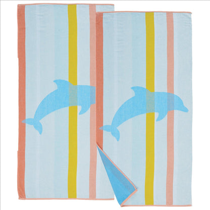 100% Cotton Vibrant Beach Towels 2-Pack - Boca Collection, 30" x 60"