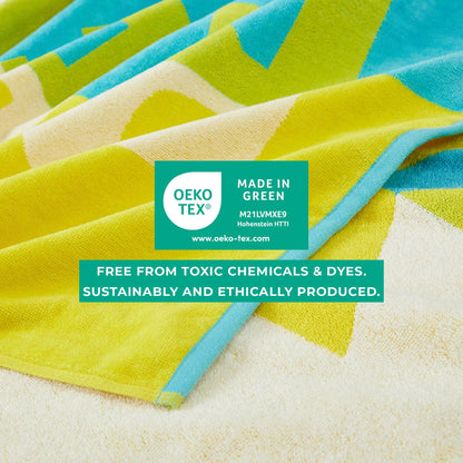 100% Cotton Vibrant Beach Towels 2-Pack - Boca Collection, 30" x 60"
