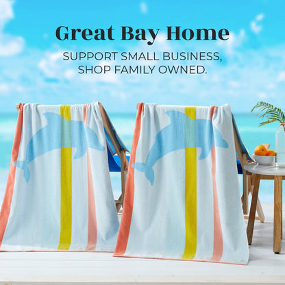 100% Cotton Vibrant Beach Towels 2-Pack - Boca Collection, 30" x 60"