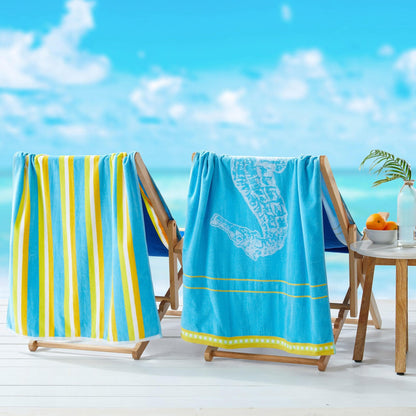 100% Cotton Jacquard Beach Towels 2-Pack - Playa Collection, 30" x 60"
