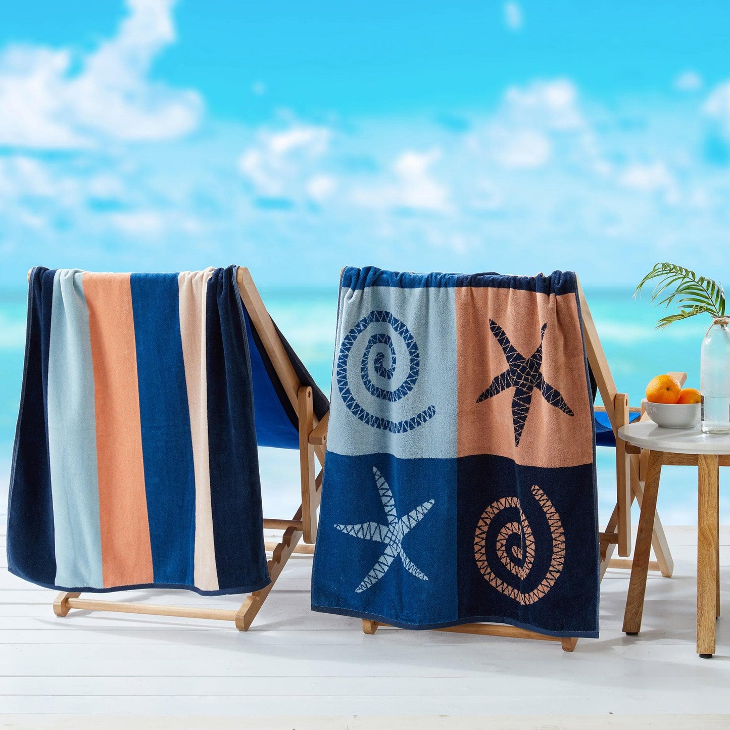 100% Cotton Jacquard Beach Towels 2-Pack - Playa Collection, 30" x 60"