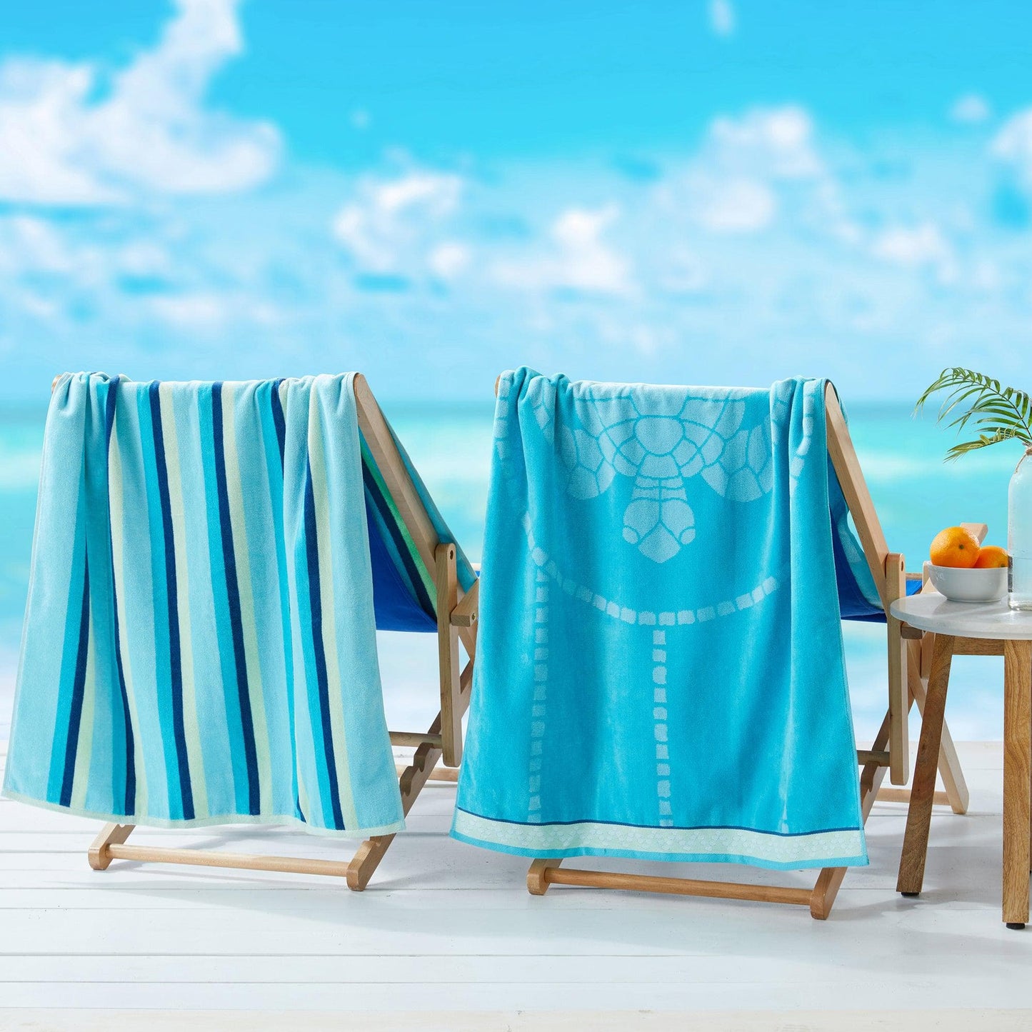 100% Cotton Jacquard Beach Towels 2-Pack - Playa Collection, 30" x 60"