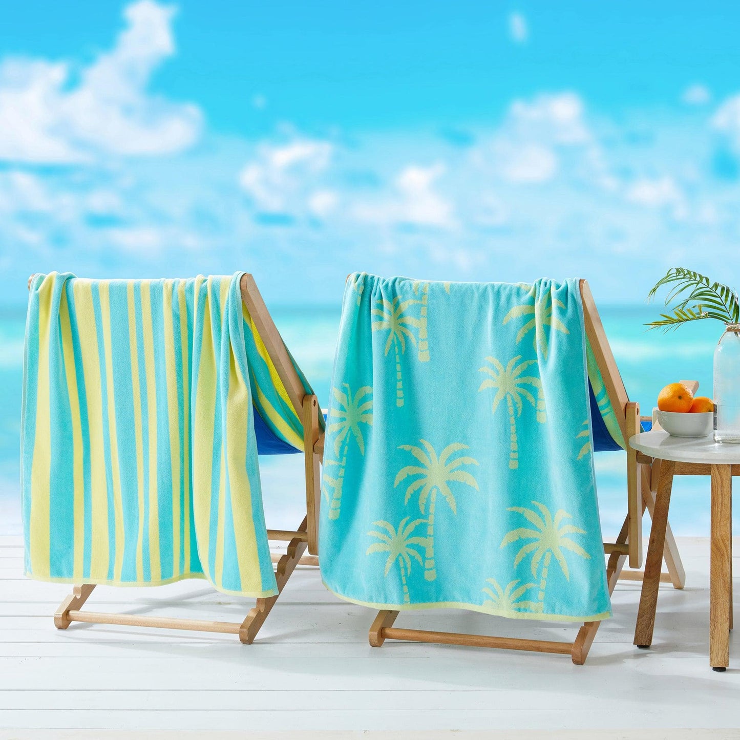 100% Cotton Jacquard Beach Towels 2-Pack - Playa Collection, 30" x 60"