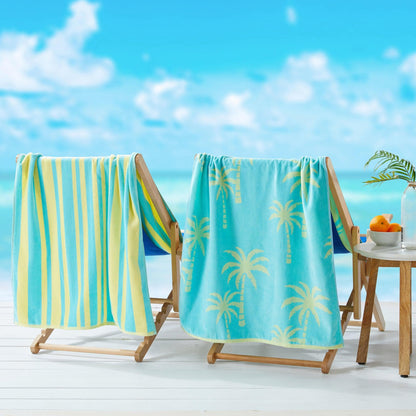 100% Cotton Jacquard Beach Towels 2-Pack - Playa Collection, 30" x 60"