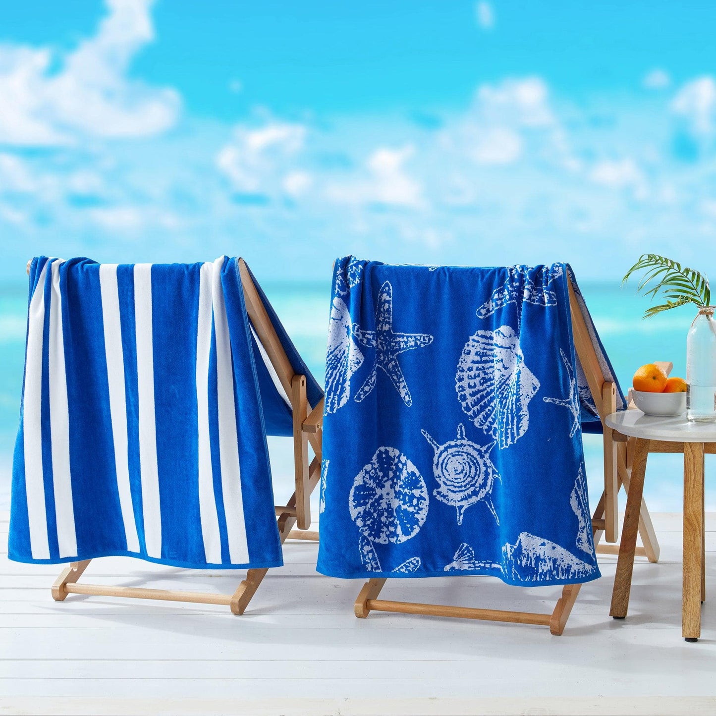 100% Cotton Jacquard Beach Towels 2-Pack - Playa Collection, 30" x 60"