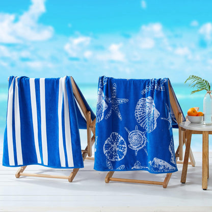 100% Cotton Jacquard Beach Towels 2-Pack - Playa Collection, 30" x 60"
