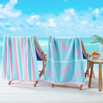 100% Cotton Jacquard Beach Towels 2-Pack - Playa Collection, 30" x 60"