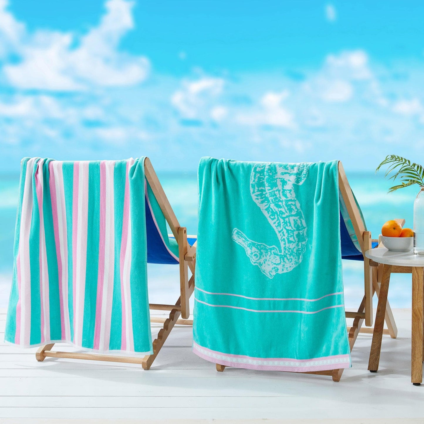 100% Cotton Jacquard Beach Towels 2-Pack - Playa Collection, 30" x 60"