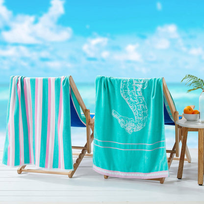 100% Cotton Jacquard Beach Towels 2-Pack - Playa Collection, 30" x 60"